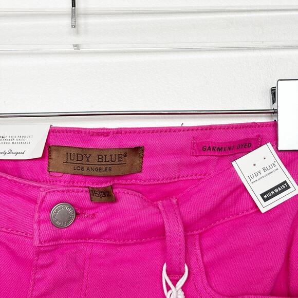 NWT Judy Blue Women's High Waist Dyed Hot Pink 90’s Straight Denim Jeans 15/32 - Picture 4 of 5